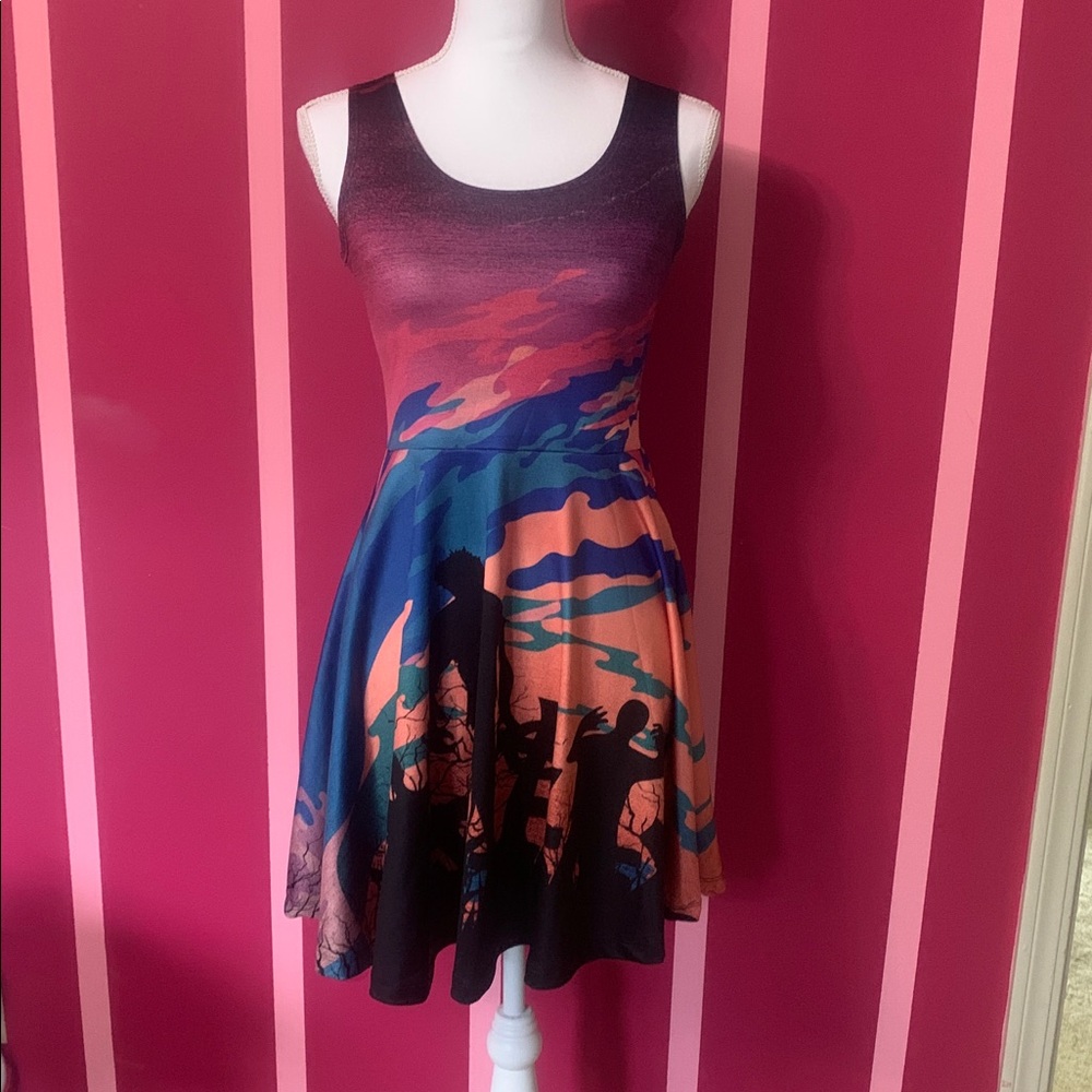 Women's Multicolor Zombie Halloween Dress